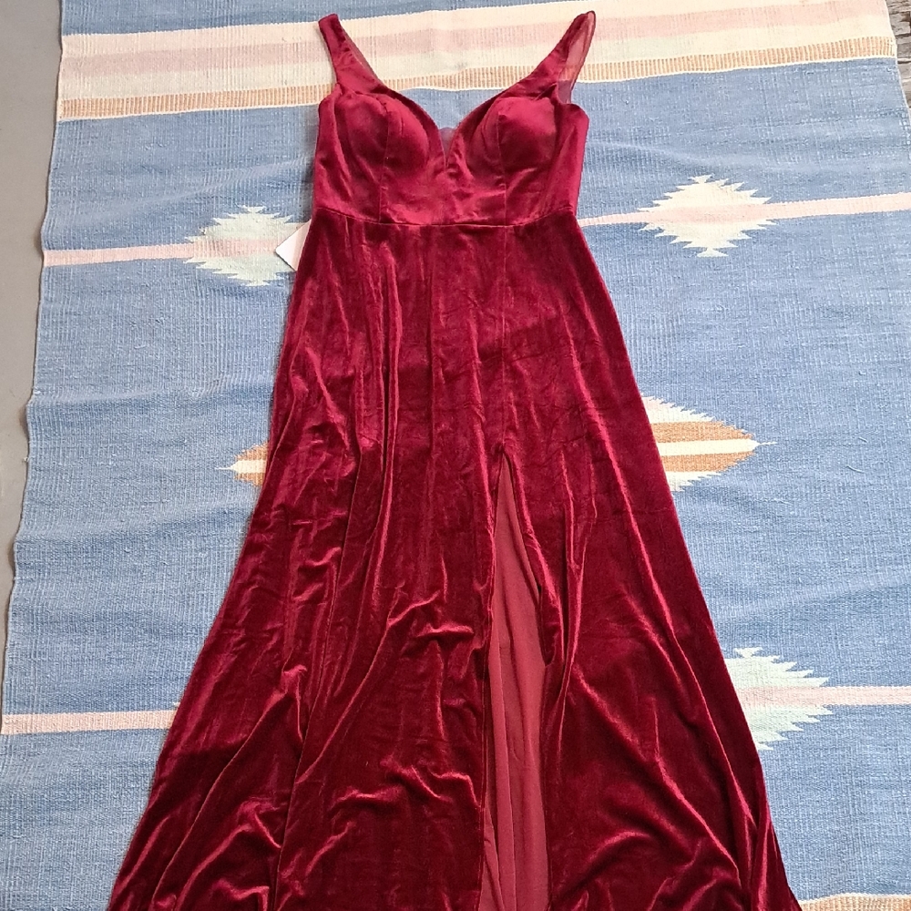Azazie Verona Velvet Red Gown